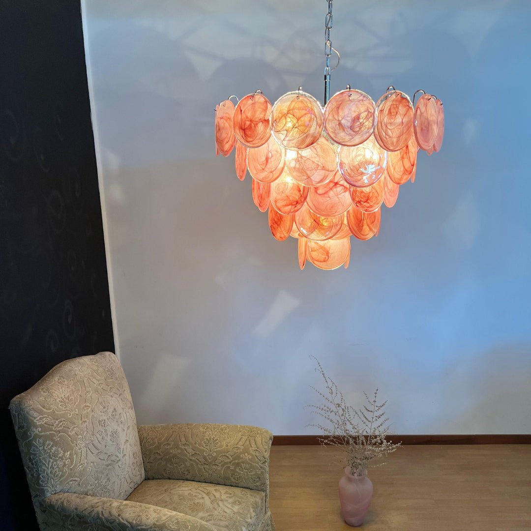 Pink Murano Disc Chandelier - YIOSI
