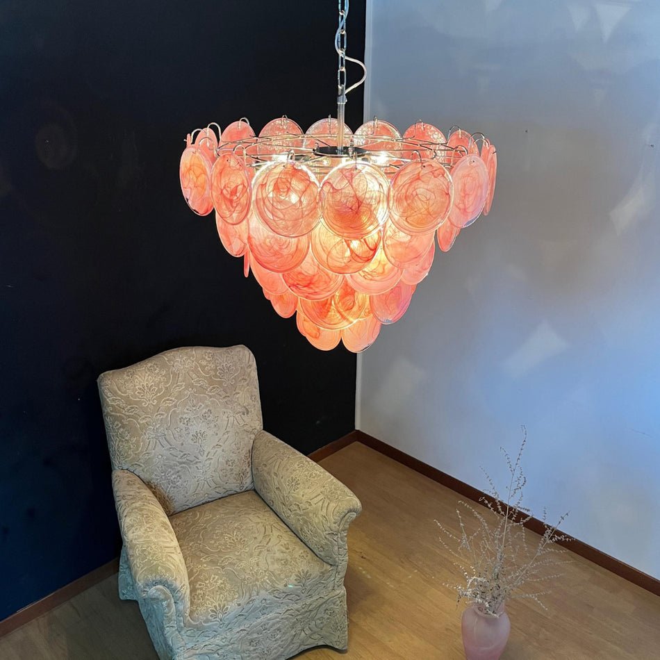 Pink Murano Disc Chandelier - YIOSI