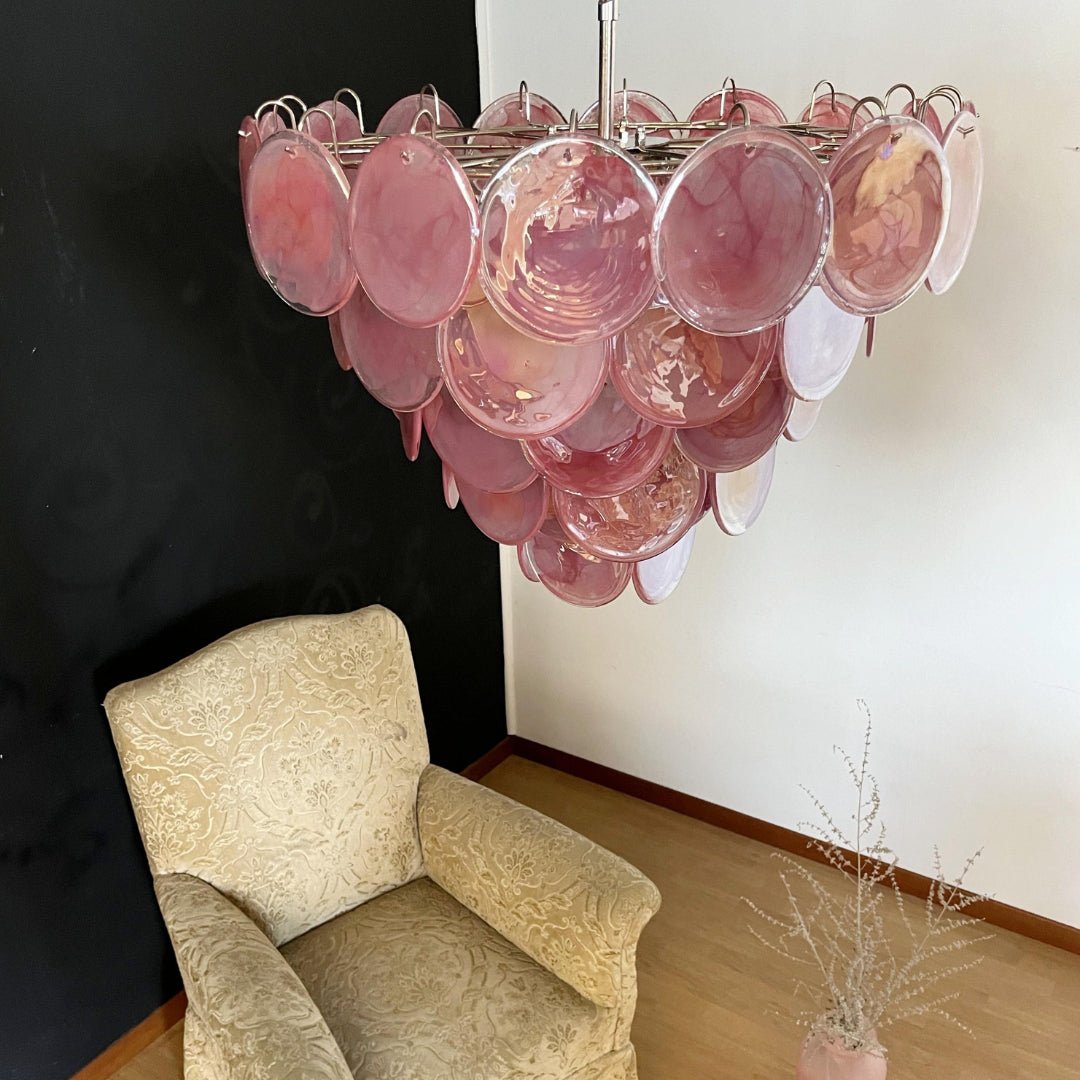 Pink Murano Disc Chandelier - YIOSI