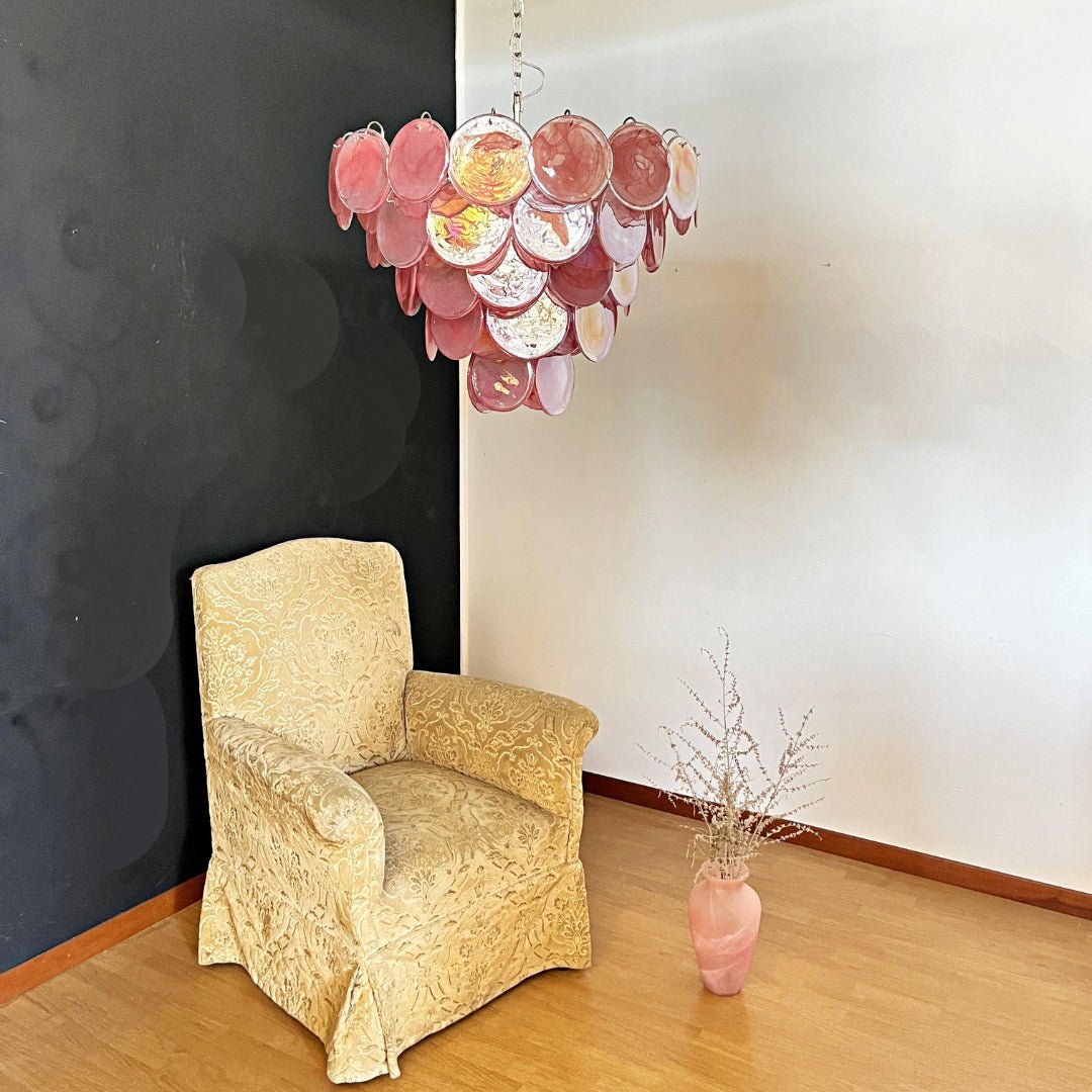Pink Murano Disc Chandelier - YIOSI