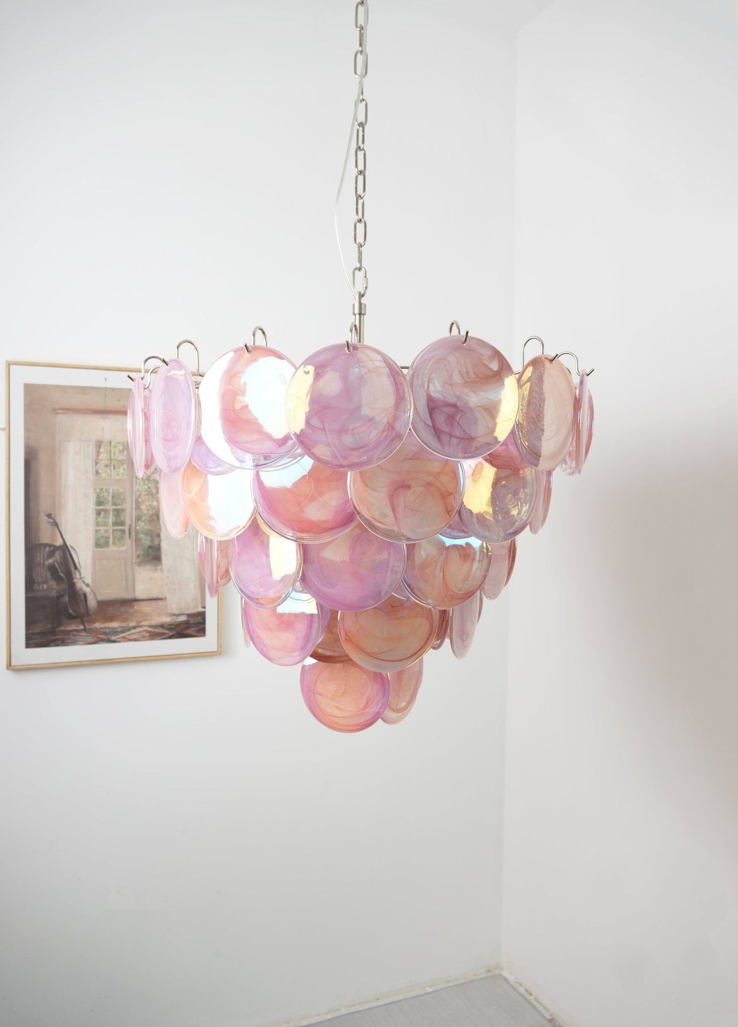 Pink Murano Disc Chandelier - YIOSI