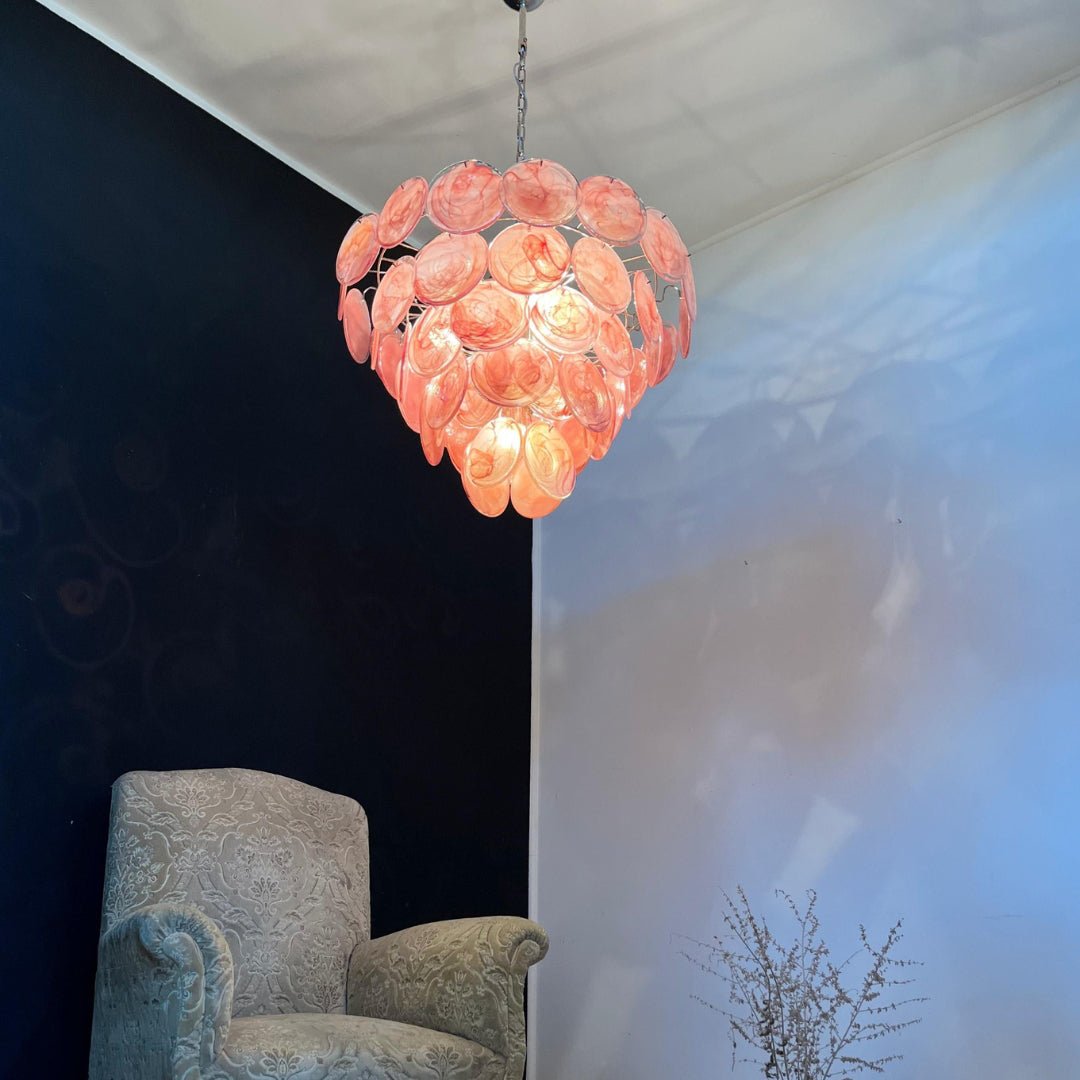 Pink Murano Disc Chandelier - YIOSI