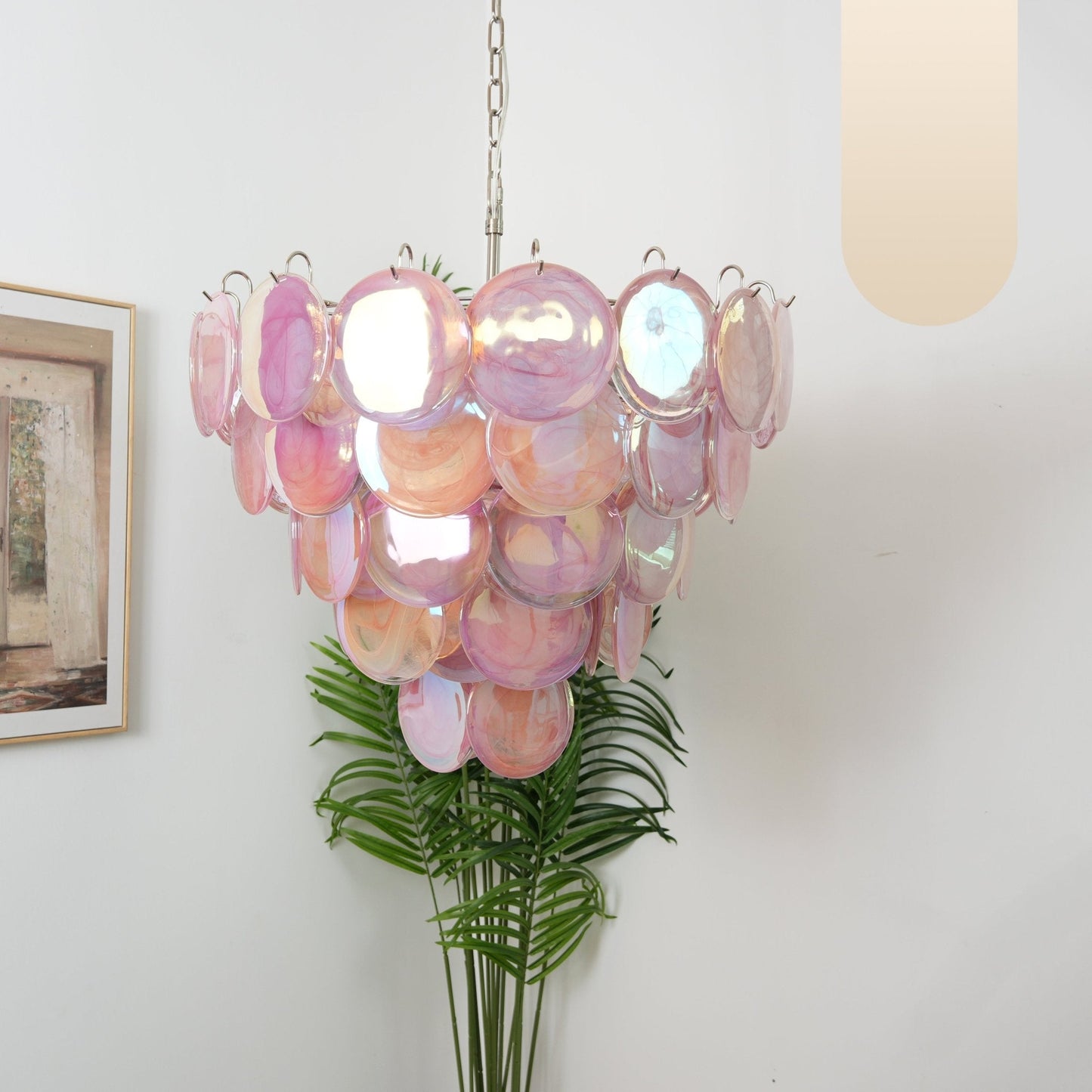 Pink Murano Disc Chandelier - YIOSI