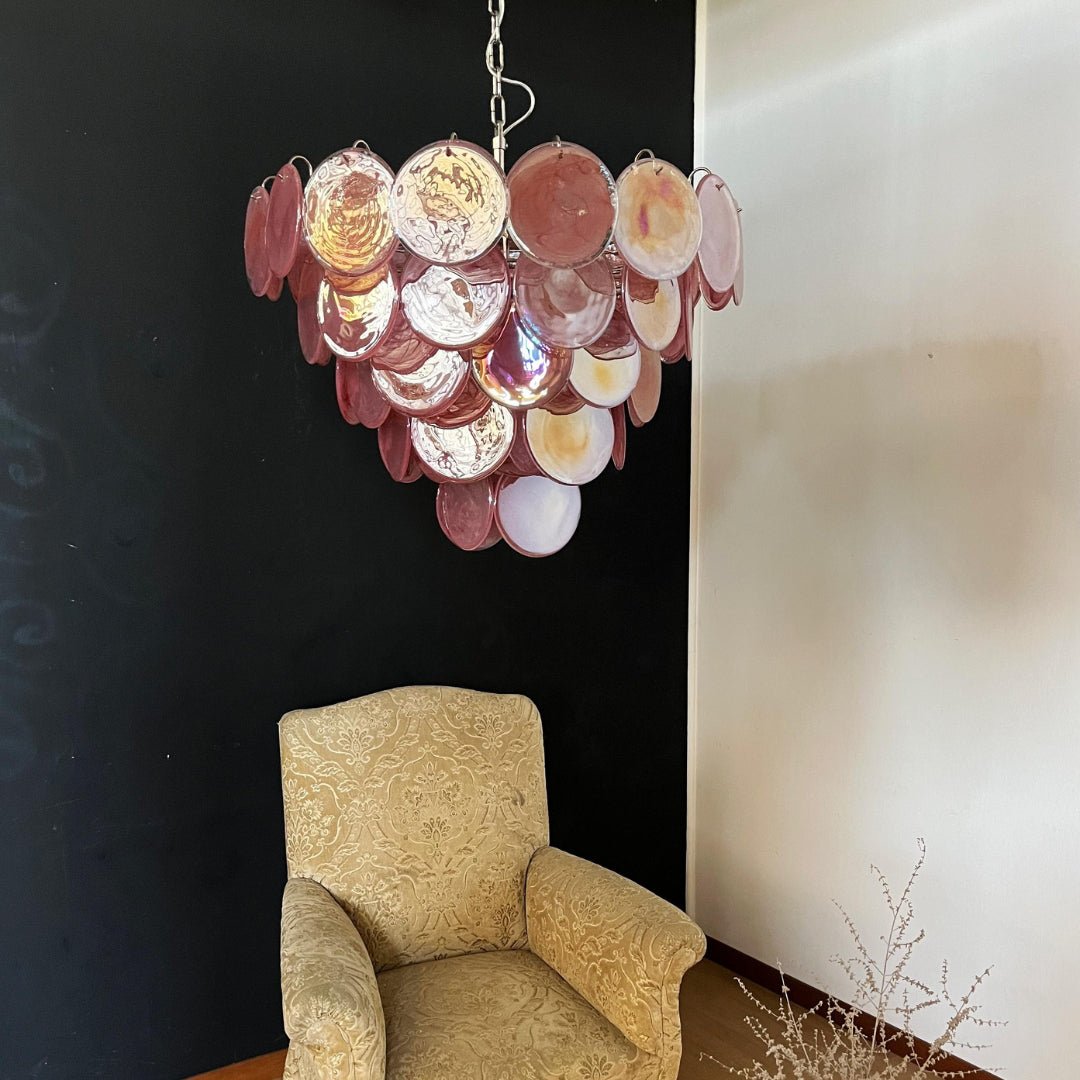 Pink Murano Disc Chandelier - YIOSI