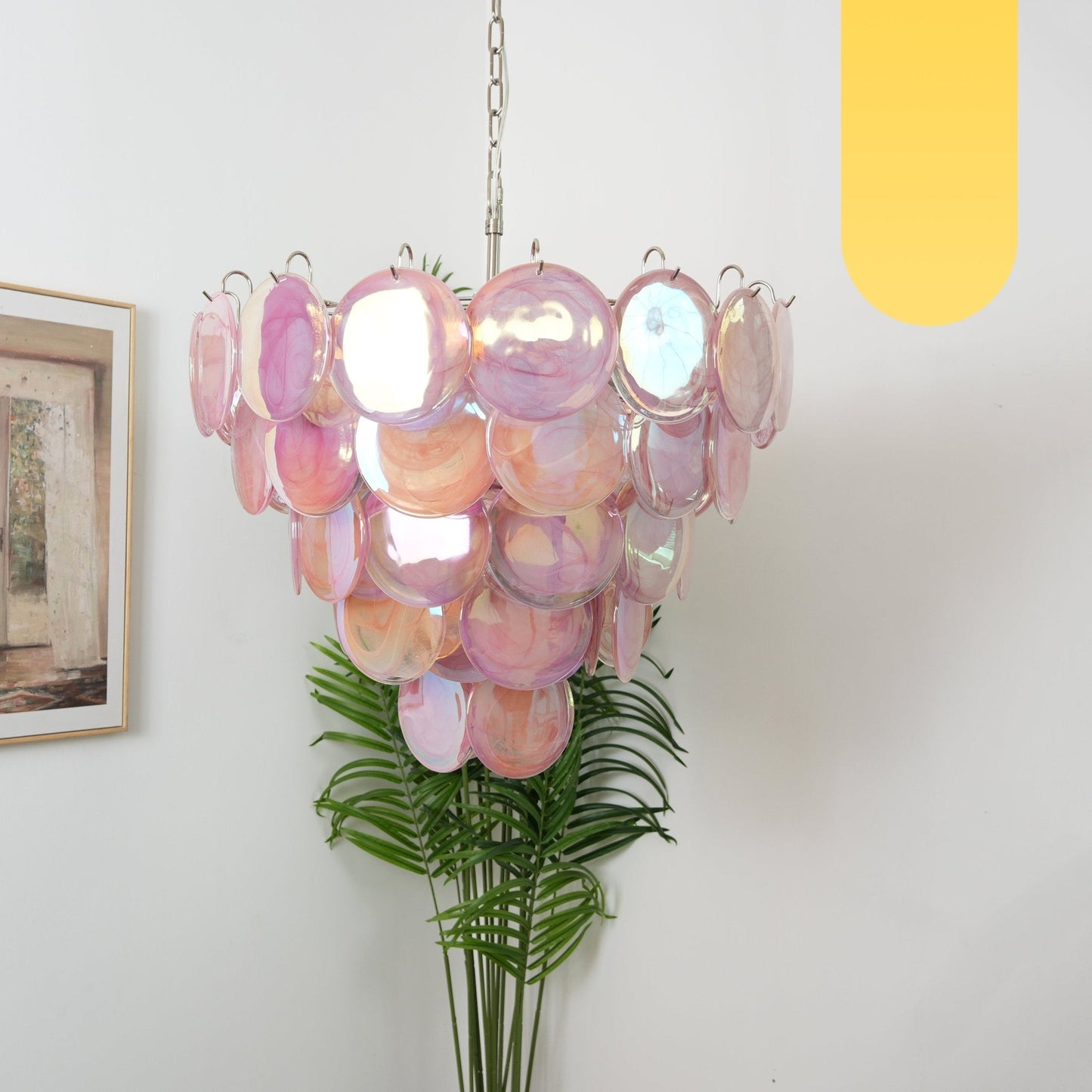 Pink Murano Disc Chandelier - YIOSI