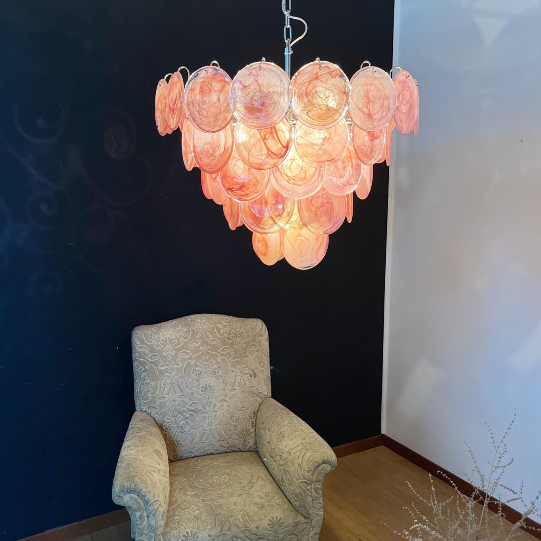 Pink Murano Disc Chandelier - YIOSI