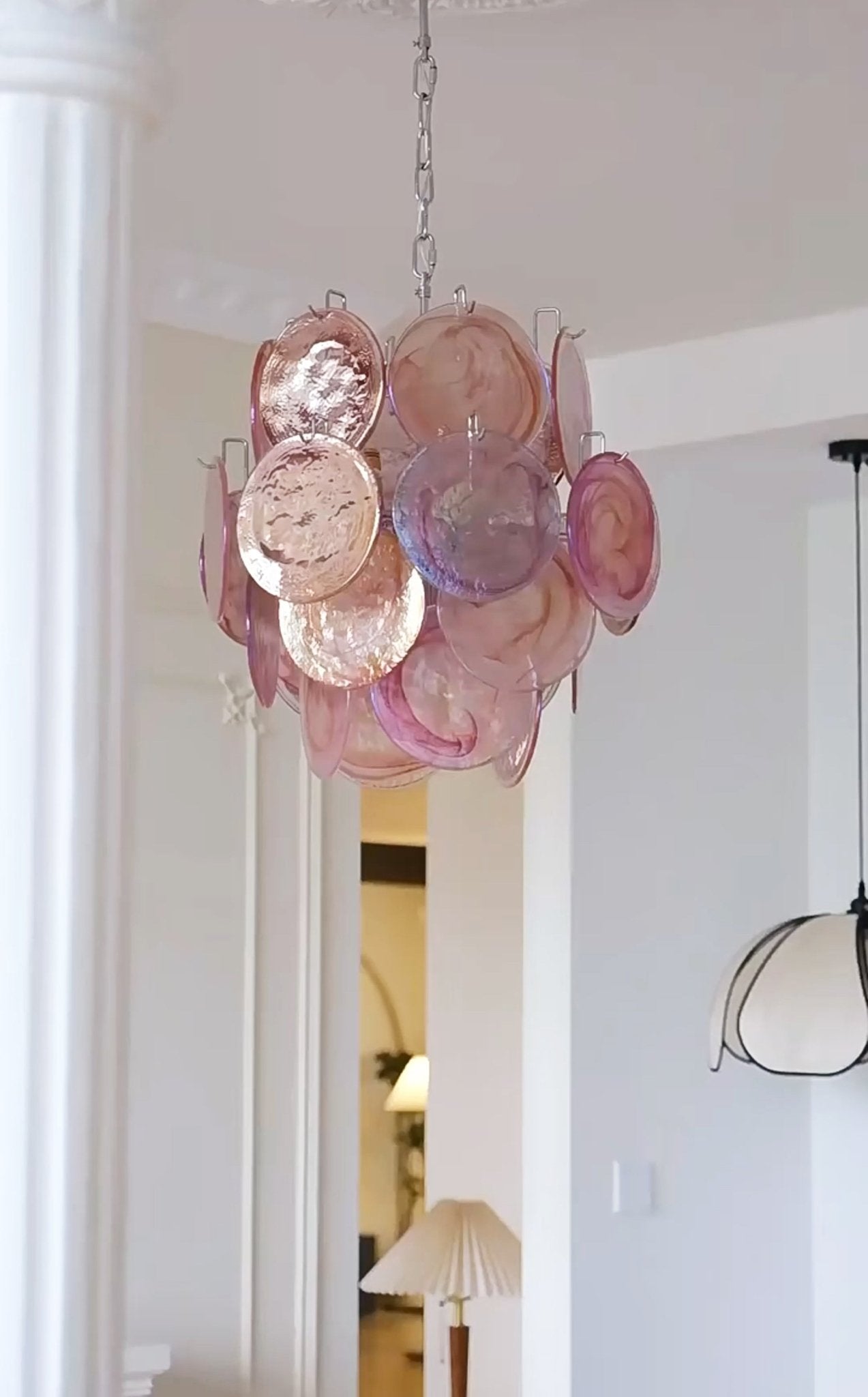 Pink Murano Disc Glass Chandelier - YIOSI