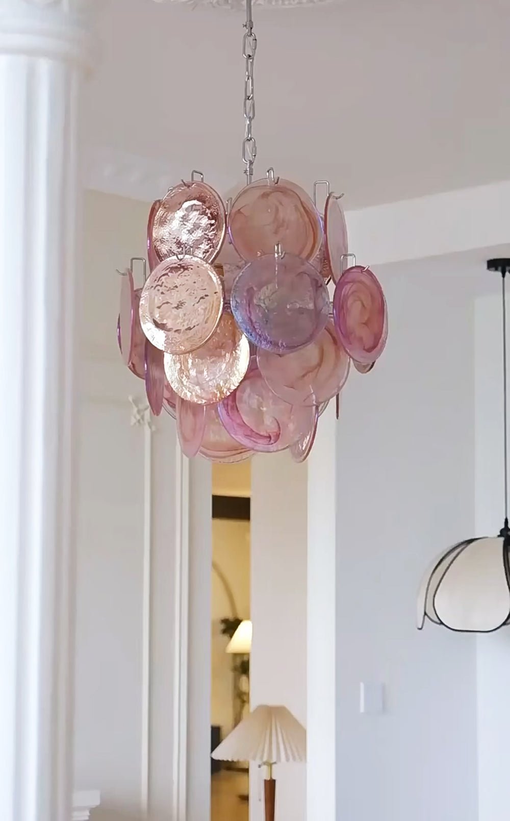 Pink Murano Disc Glass Chandelier - YIOSI