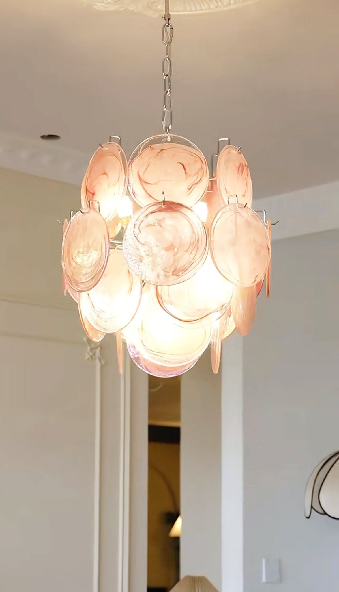 Pink Murano Disc Glass Chandelier - YIOSI