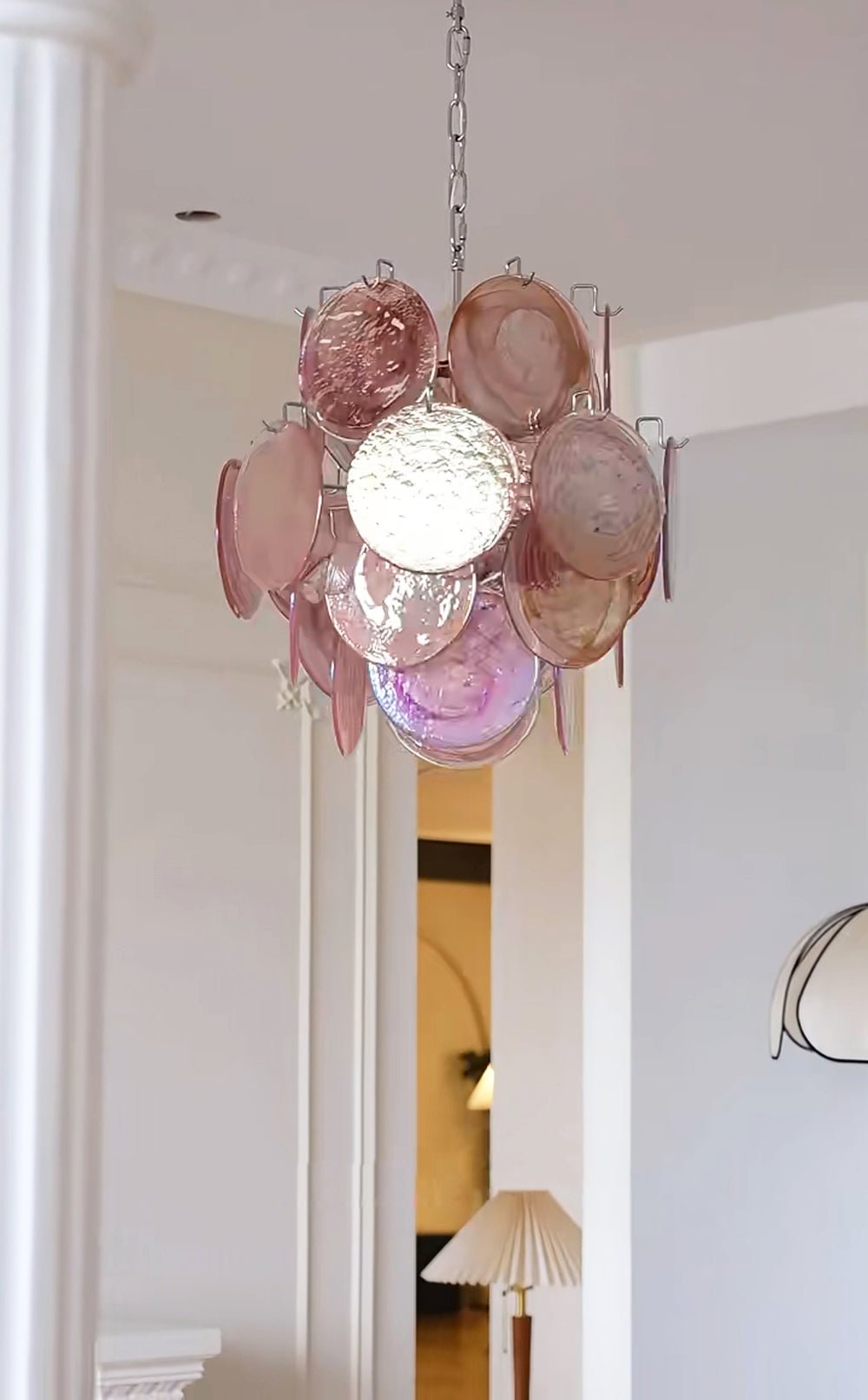 Pink Murano Disc Glass Chandelier - YIOSI