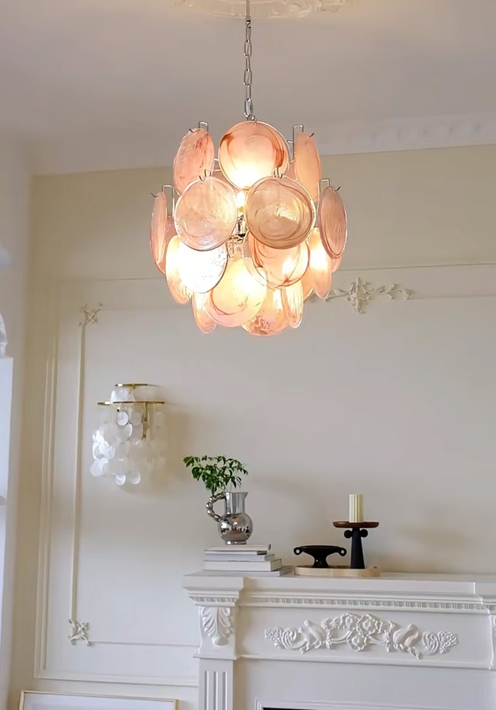 Pink Murano Disc Glass Chandelier - YIOSI