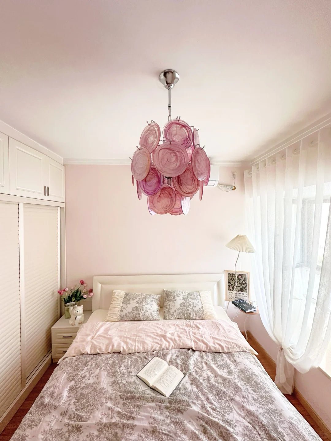 Pink Murano Disc Glass Chandelier - YIOSI
