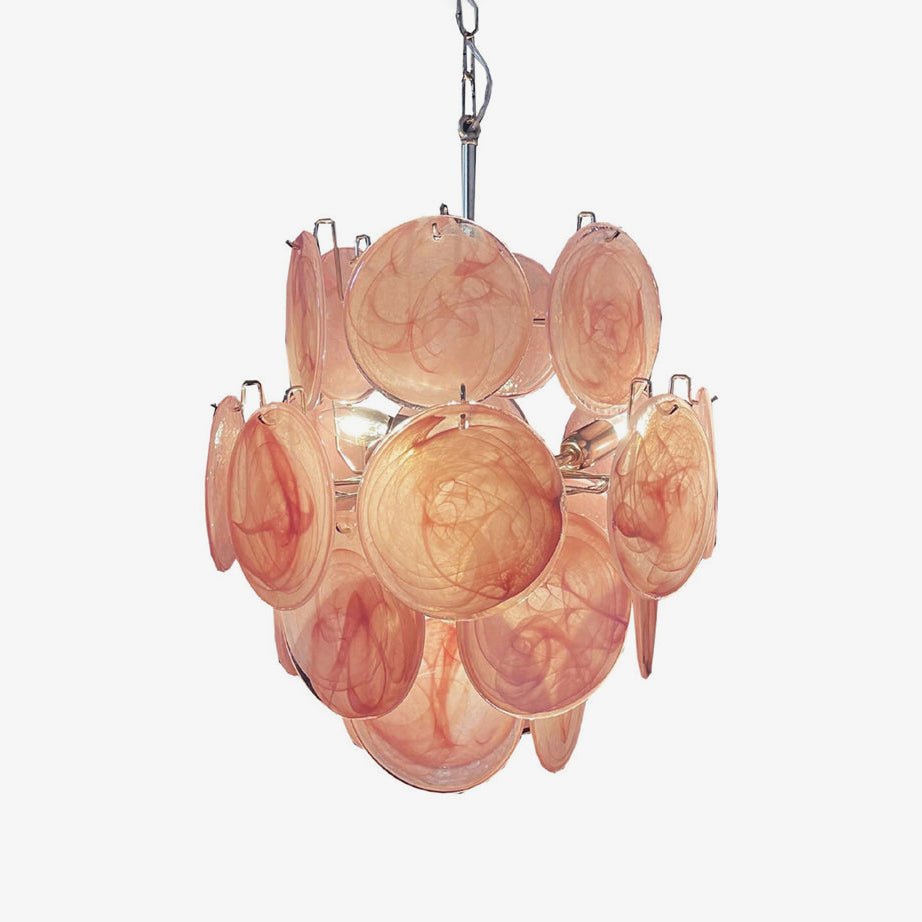 Pink Murano Disc Glass Chandelier - YIOSI