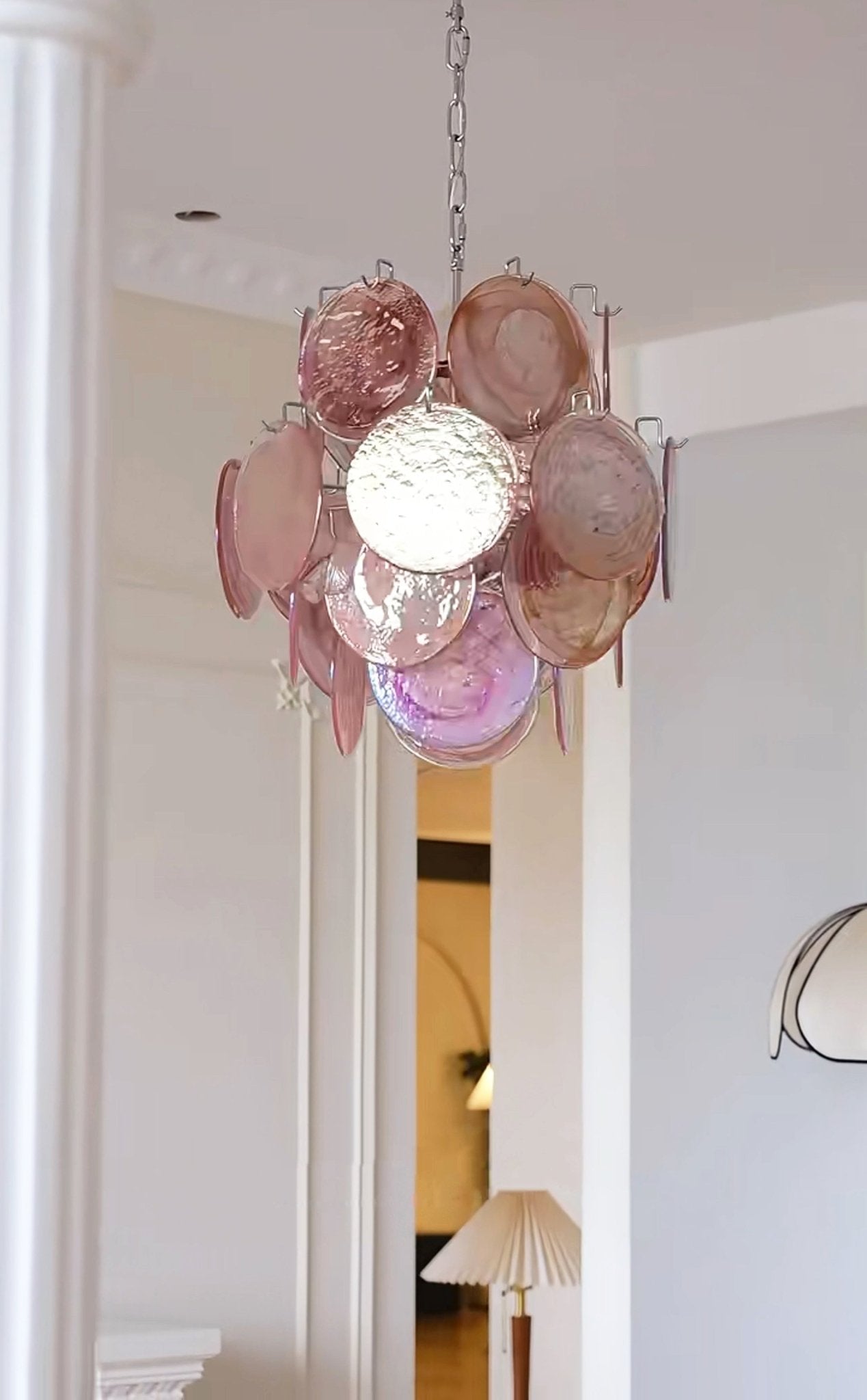 Pink Murano Disc Glass Chandelier - YIOSI
