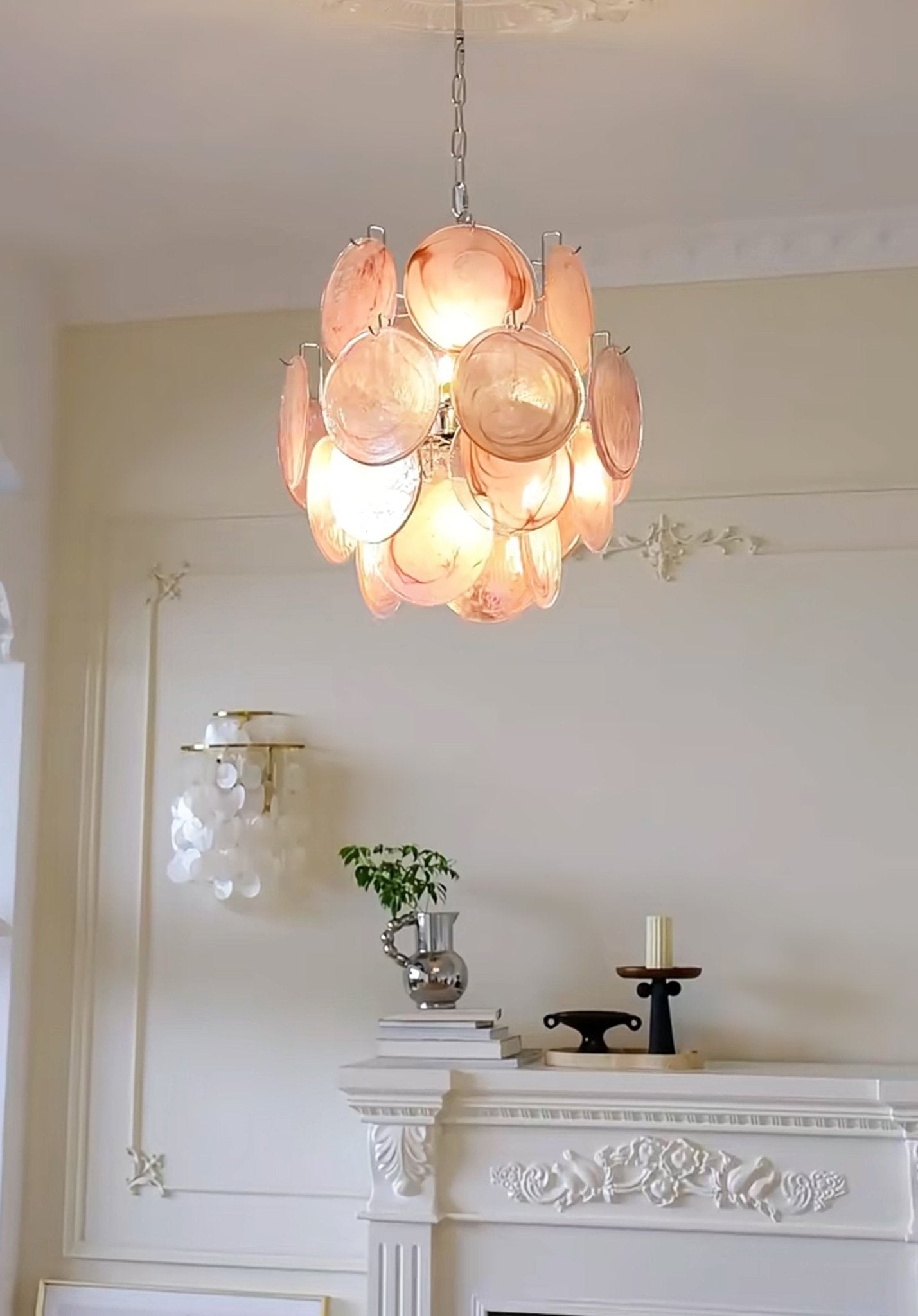 Pink Murano Disc Glass Chandelier - YIOSI