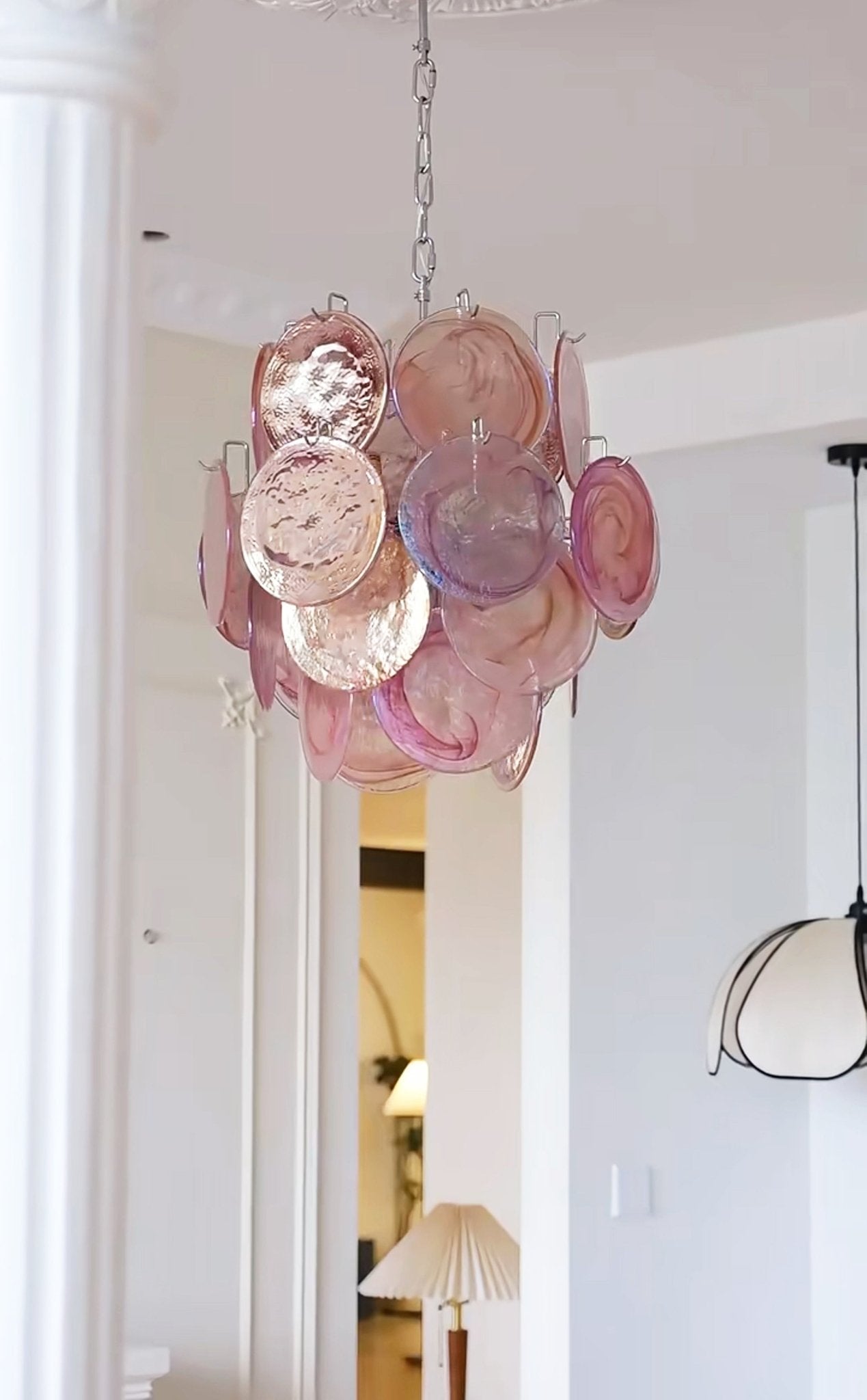 Pink Murano Disc Glass Chandelier - YIOSI