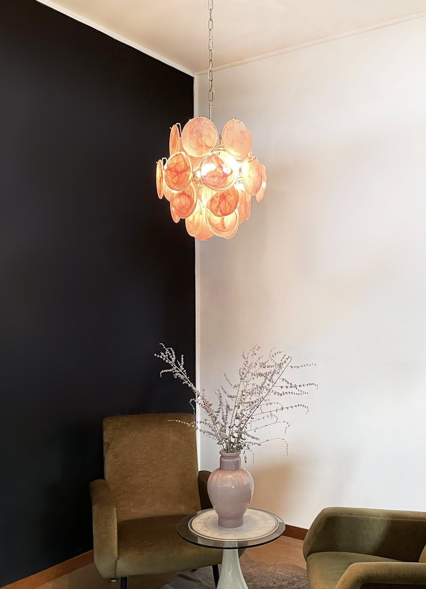 Pink Murano Disc Glass Chandelier - YIOSI