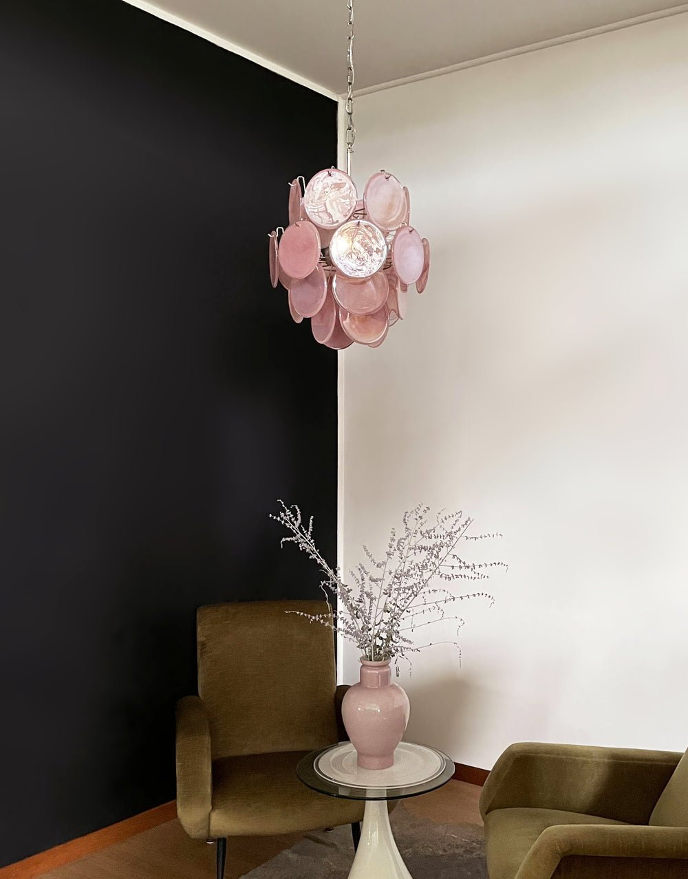 Pink Murano Disc Glass Chandelier - YIOSI