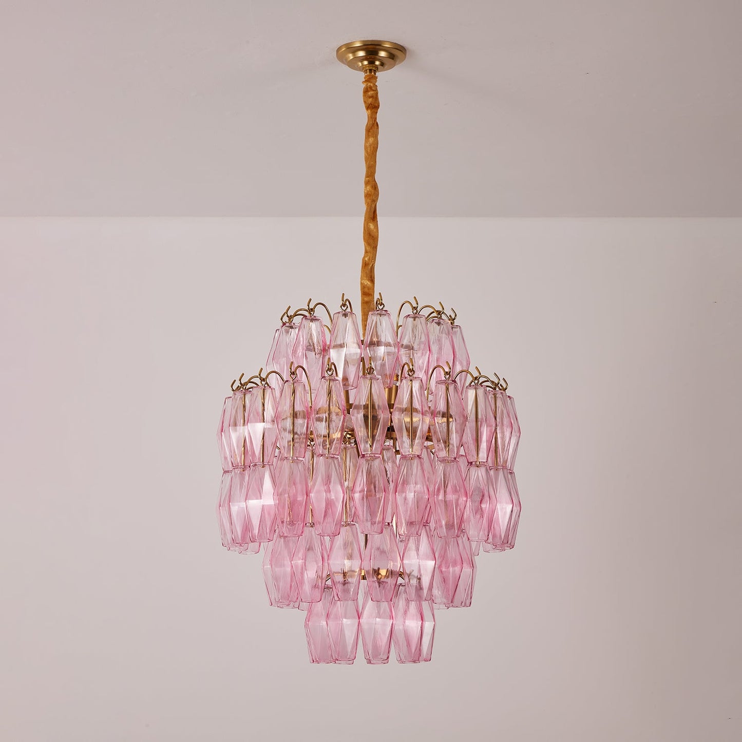 Pink Murano Glass Prism Chandelier - YIOSI