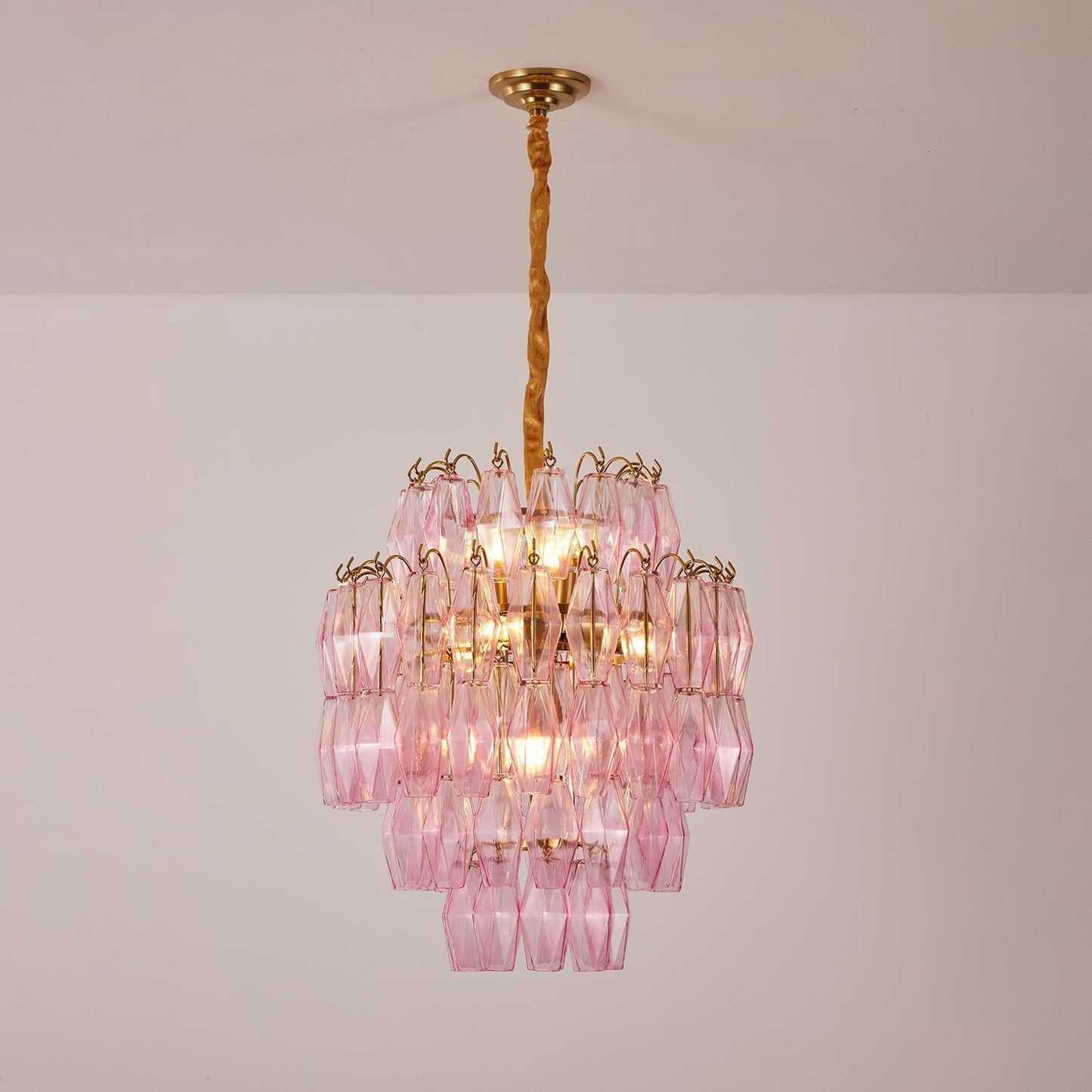 Pink Murano Glass Prism Chandelier - YIOSI