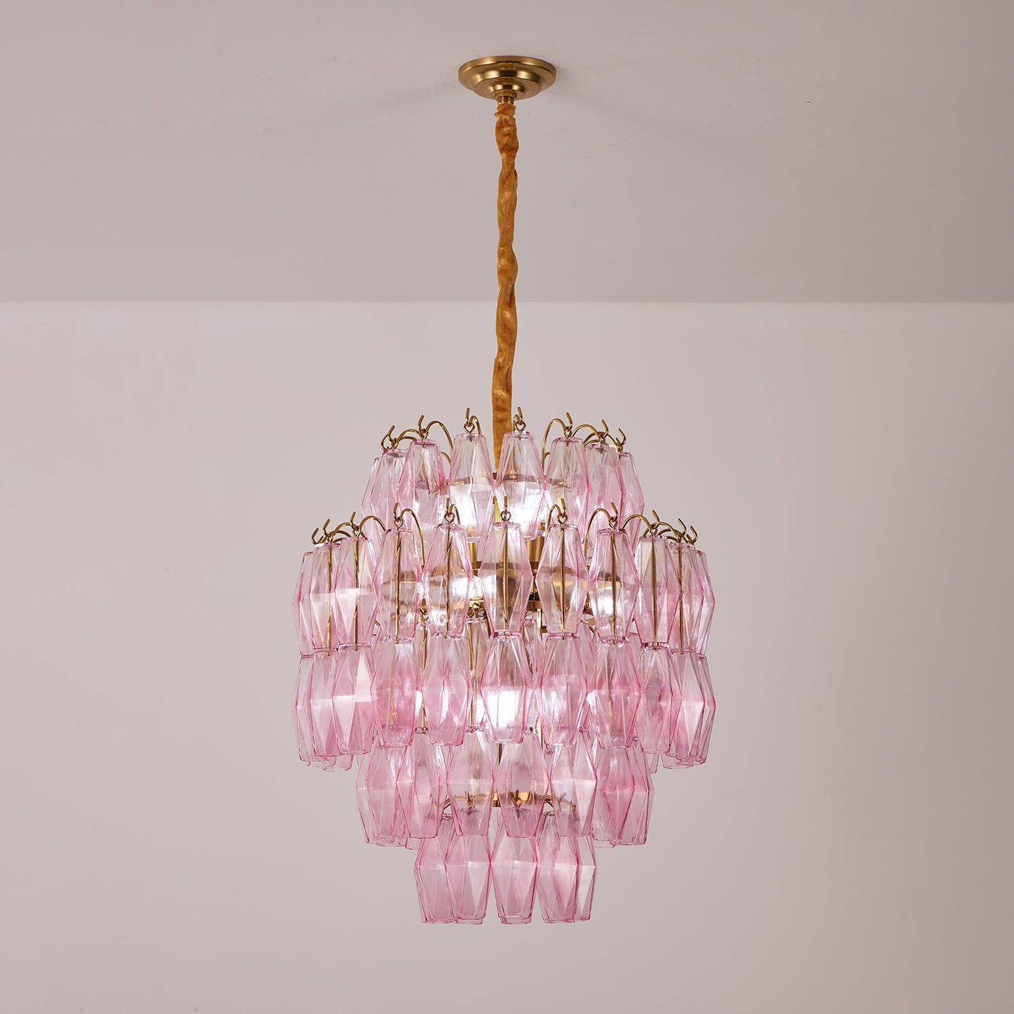 Pink Murano Glass Prism Chandelier - YIOSI