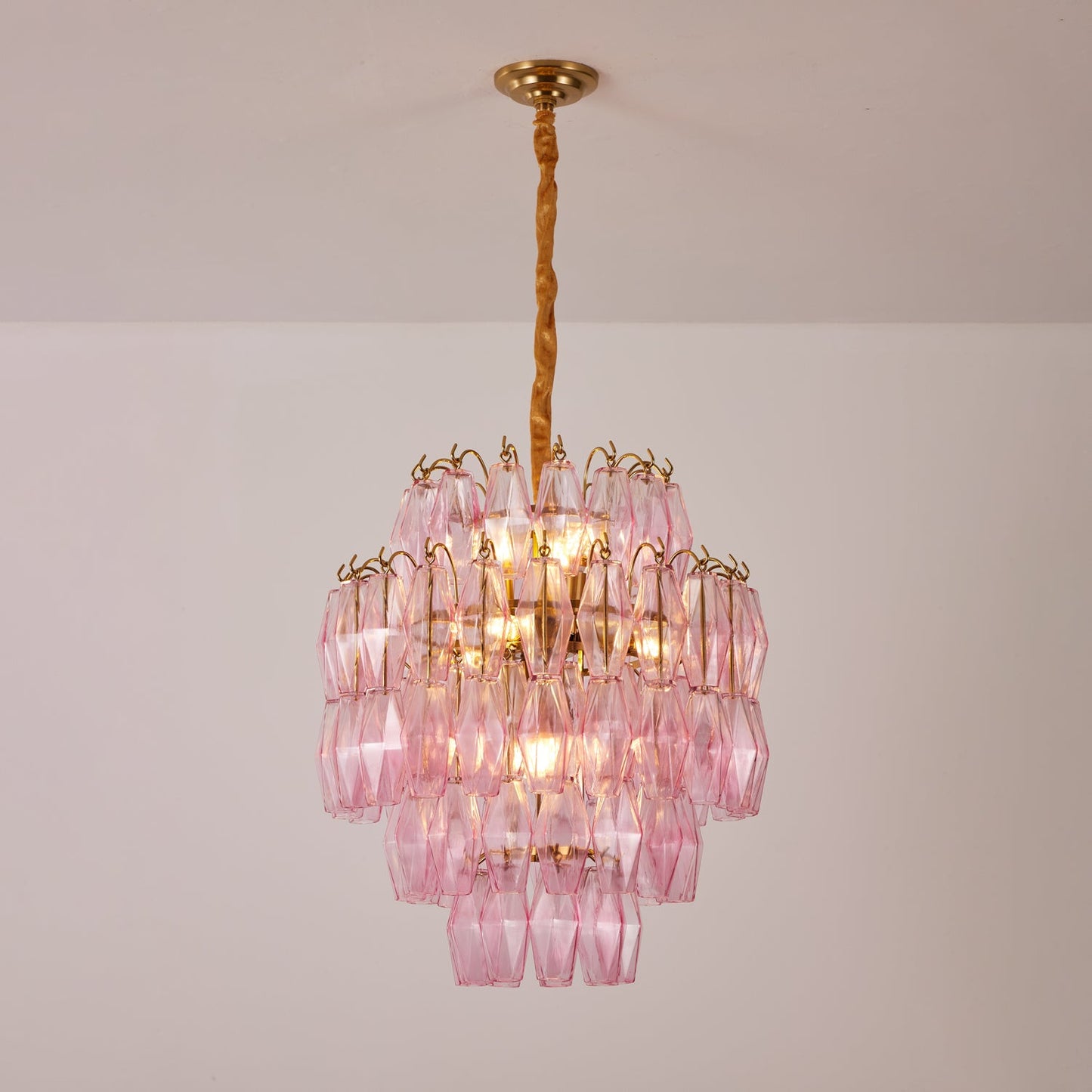 Pink Murano Glass Prism Chandelier - YIOSI
