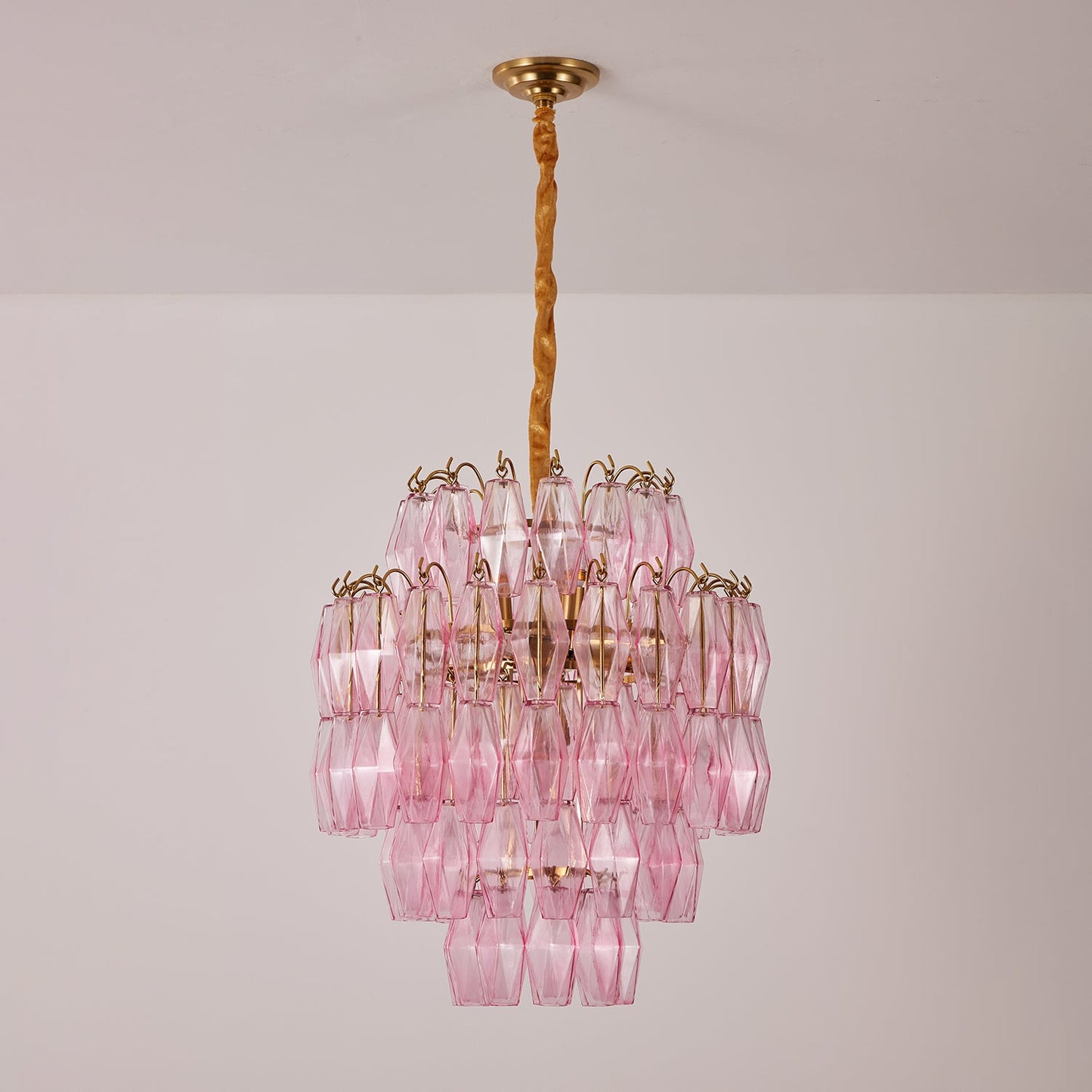 Pink Murano Glass Prism Chandelier - YIOSI