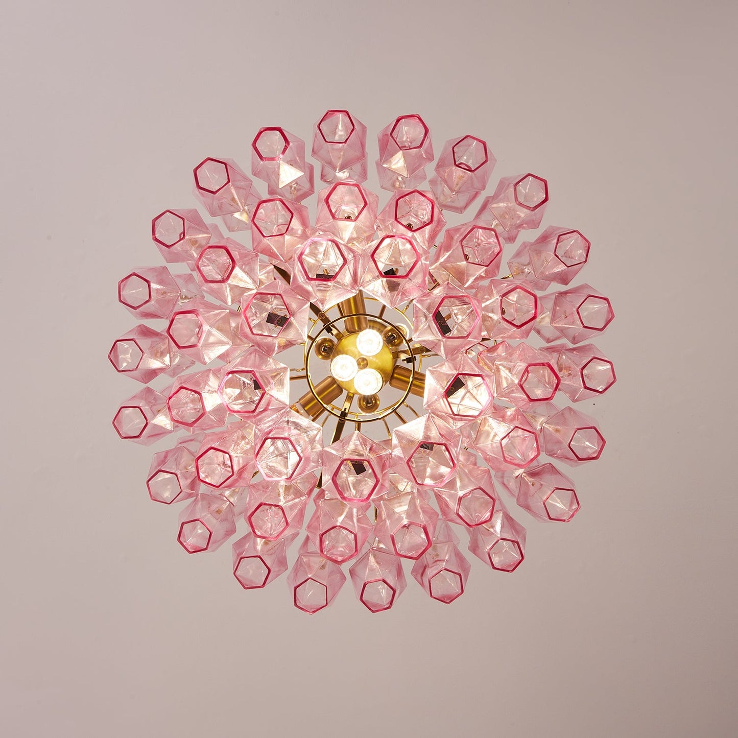 Pink Murano Glass Prism Chandelier - YIOSI