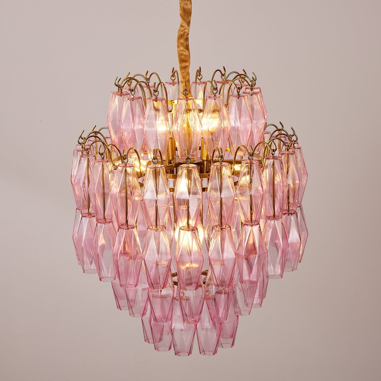 Pink Murano Glass Prism Chandelier - YIOSI
