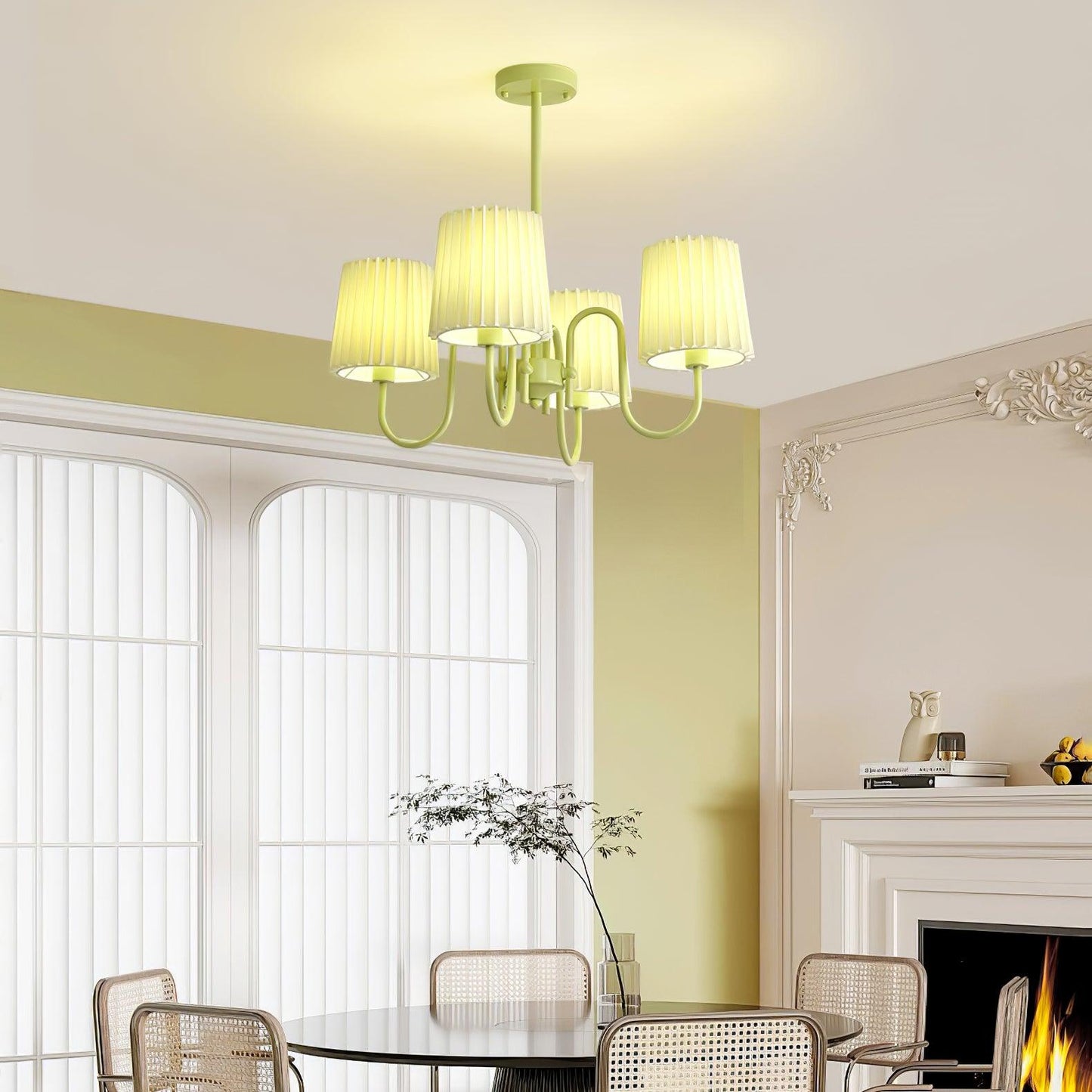 Pleated Fabric Matcha Chandelier - YIOSI
