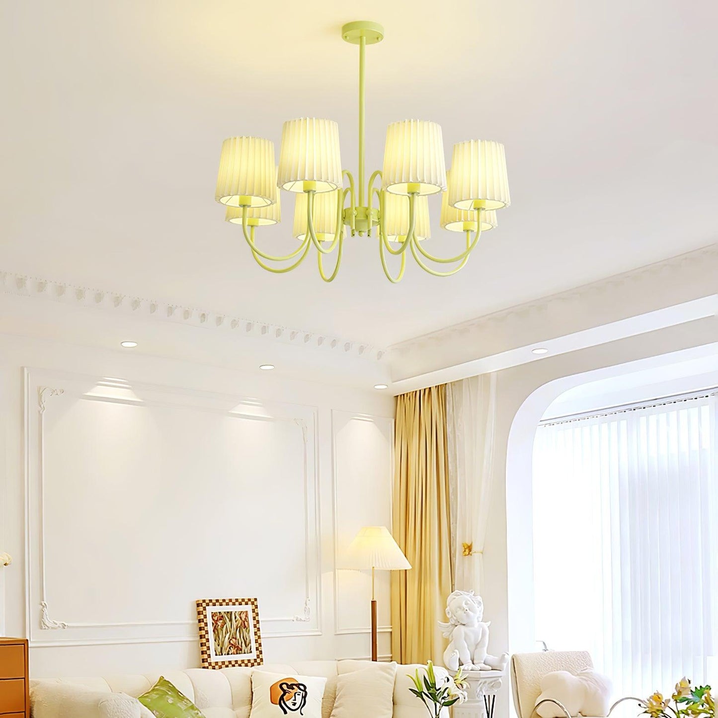 Pleated Fabric Matcha Chandelier - YIOSI