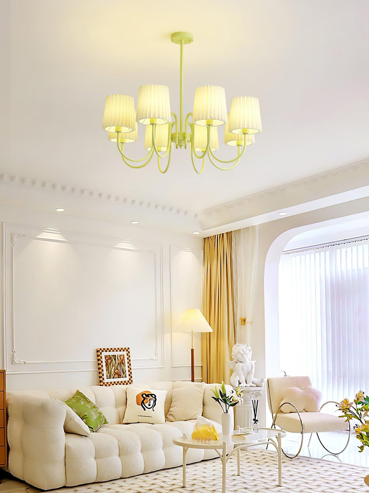 Pleated Fabric Matcha Chandelier - YIOSI