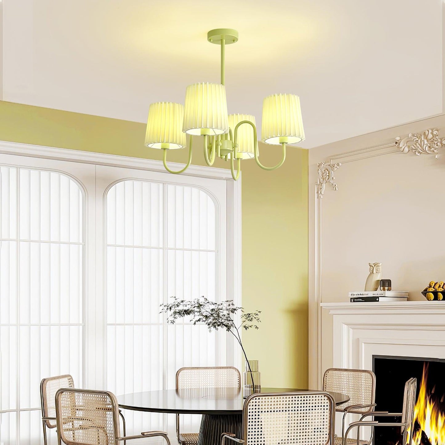 Pleated Fabric Matcha Chandelier - YIOSI