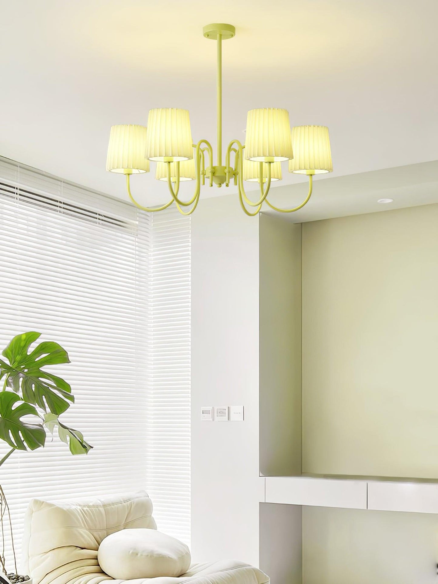 Pleated Fabric Matcha Chandelier - YIOSI