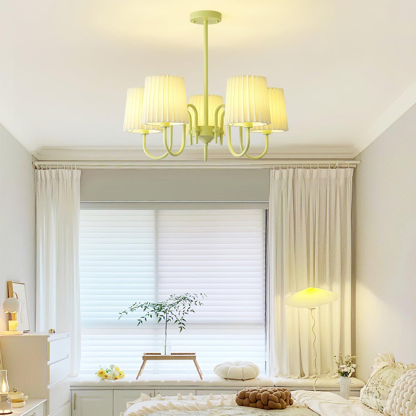 Pleated Fabric Matcha Chandelier - YIOSI