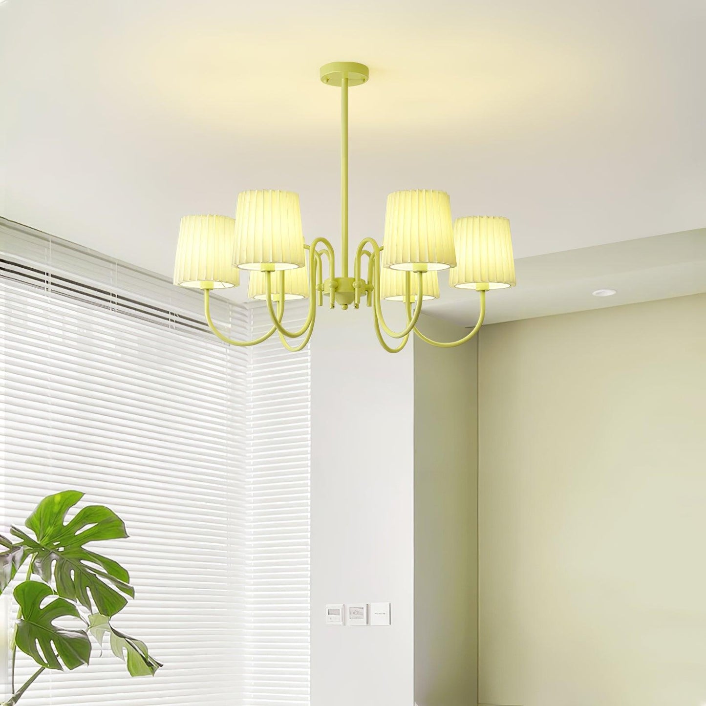 Pleated Fabric Matcha Chandelier - YIOSI