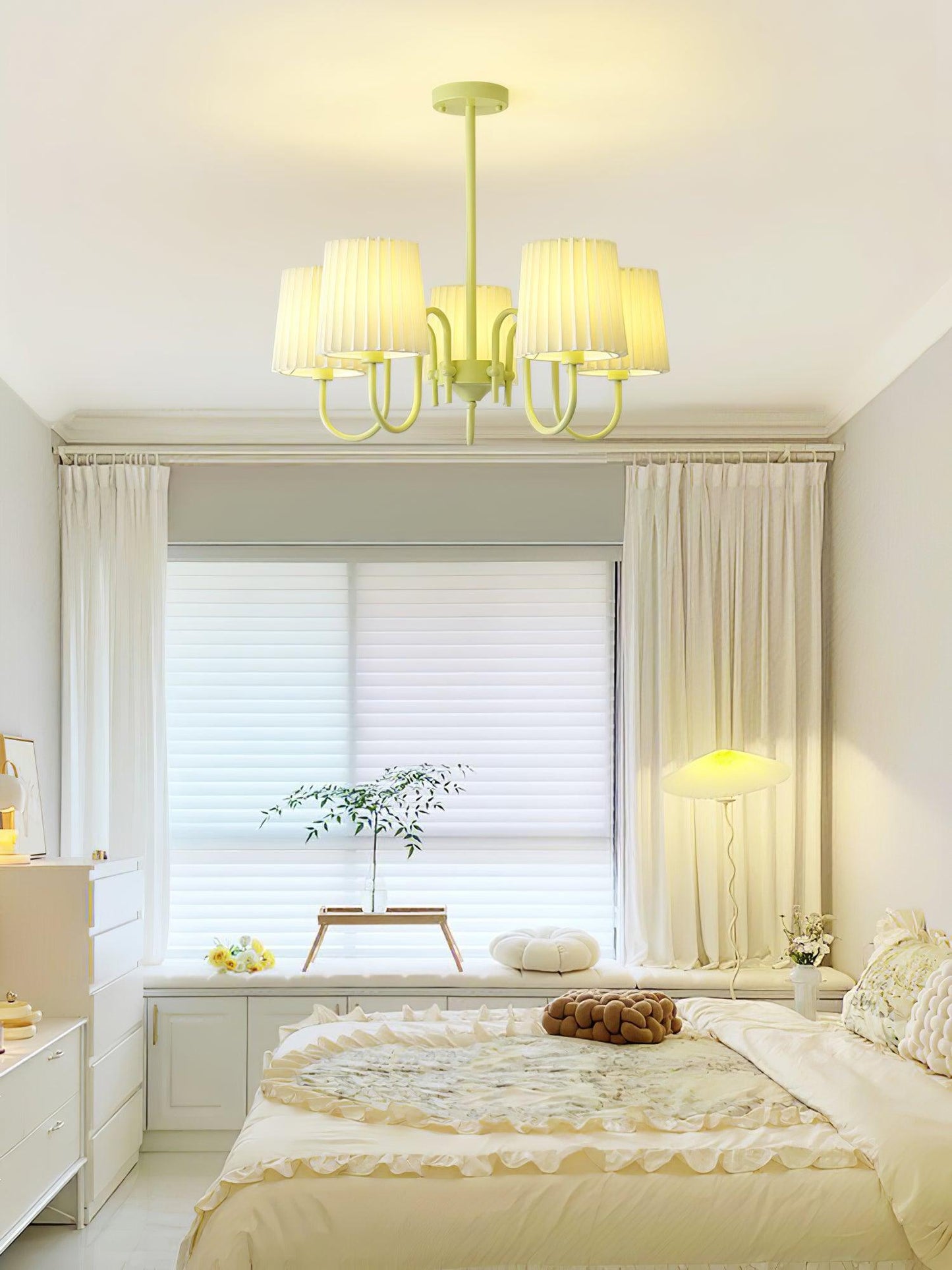 Pleated Fabric Matcha Chandelier - YIOSI