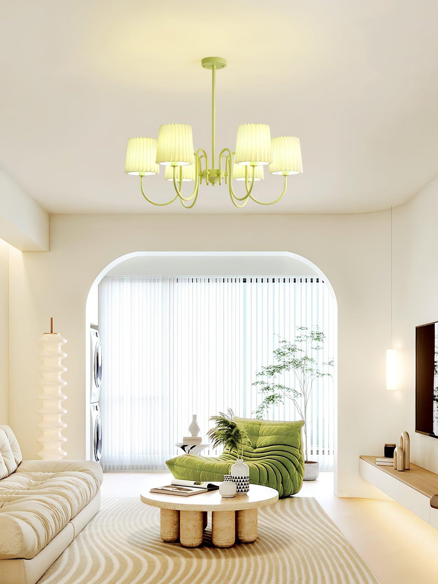 Pleated Fabric Matcha Chandelier - YIOSI