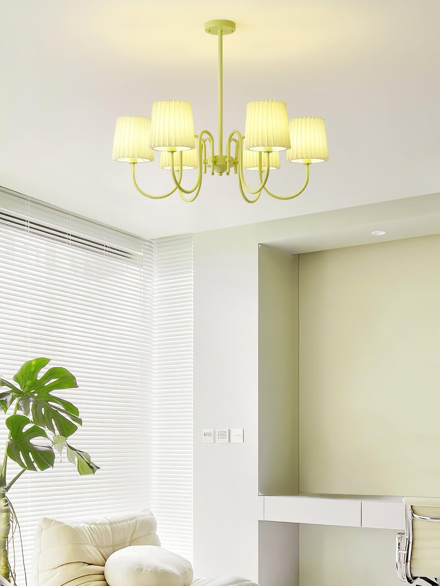 Pleated Fabric Matcha Chandelier - YIOSI