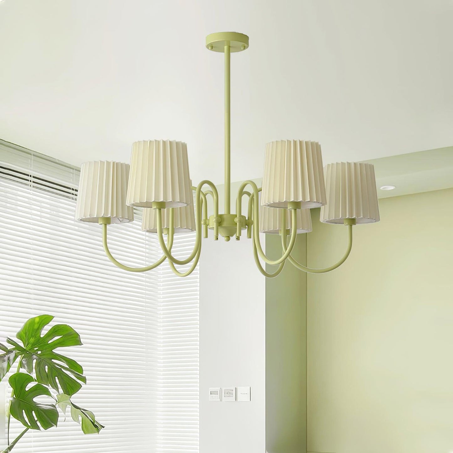 Pleated Fabric Matcha Chandelier - YIOSI