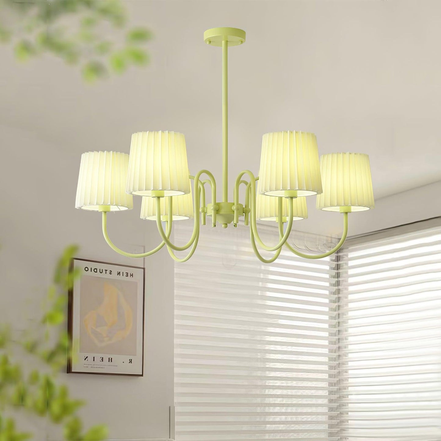 Pleated Fabric Matcha Chandelier - YIOSI