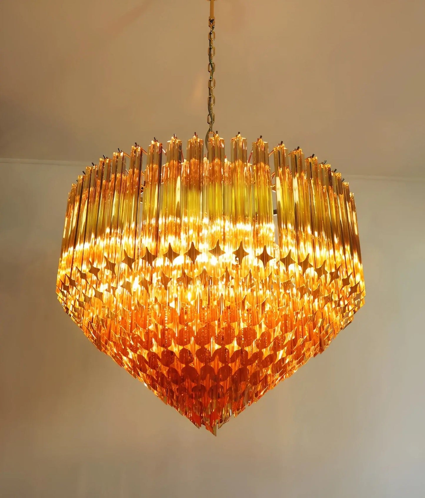 Prism Murano Amber Glass Chandelier - YIOSI