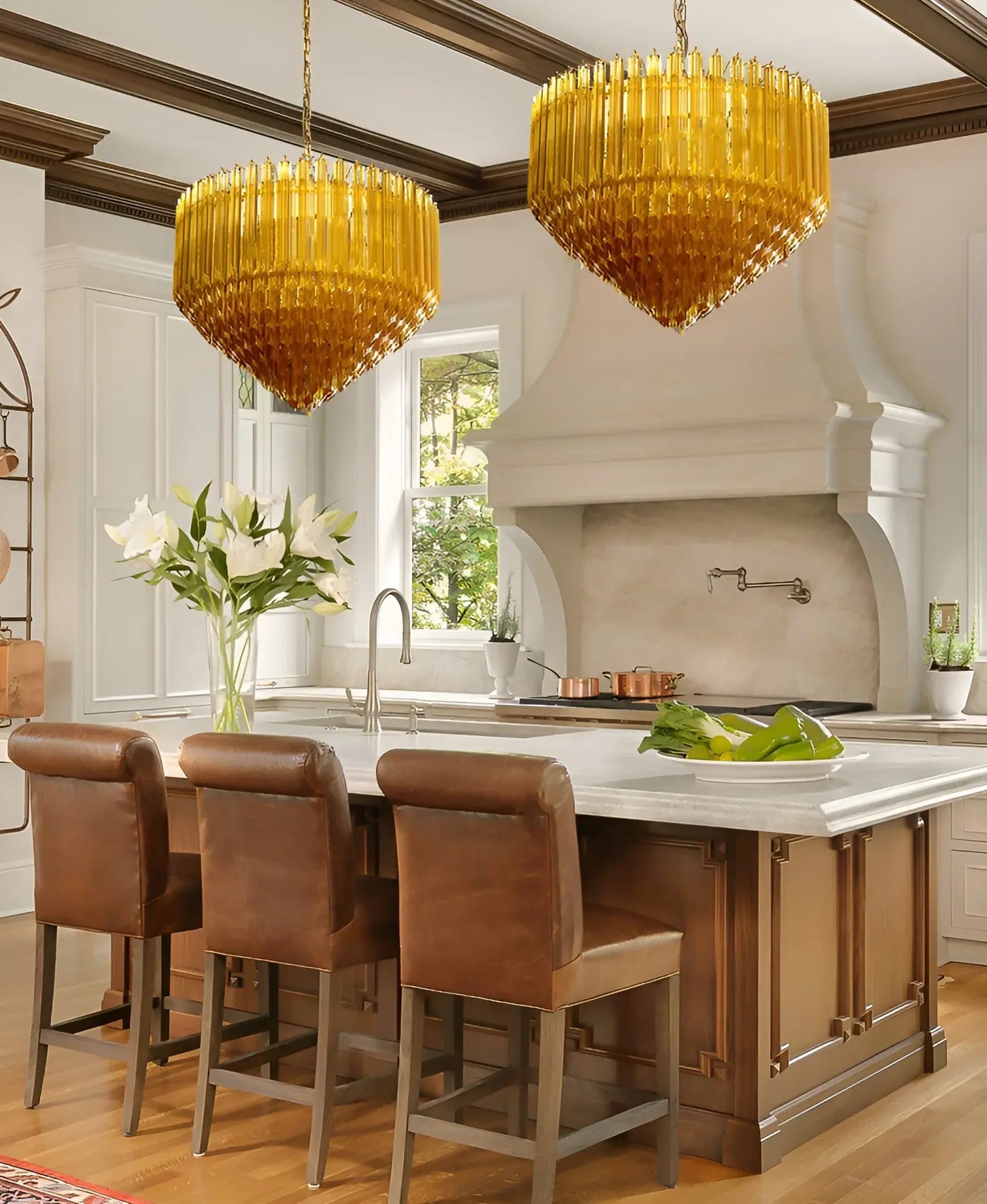 Prism Murano Amber Glass Chandelier - YIOSI