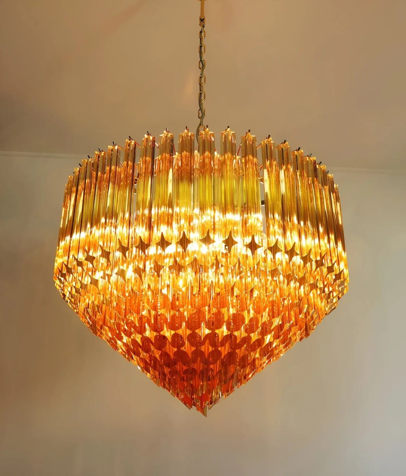 Prism Murano Amber Glass Chandelier - YIOSI