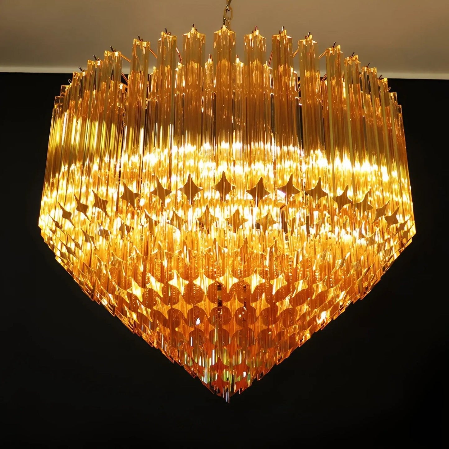Prism Murano Amber Glass Chandelier - YIOSI