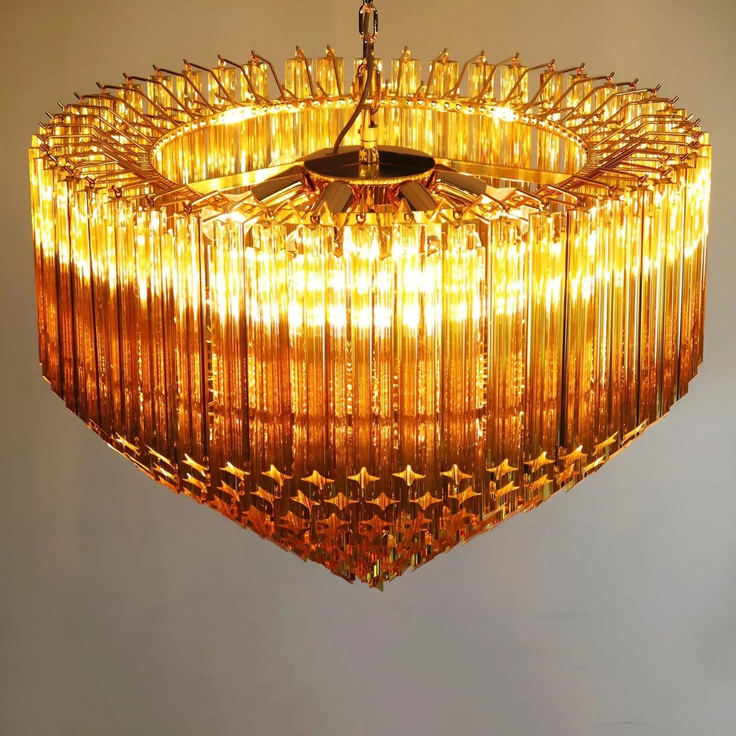 Prism Murano Amber Glass Chandelier - YIOSI
