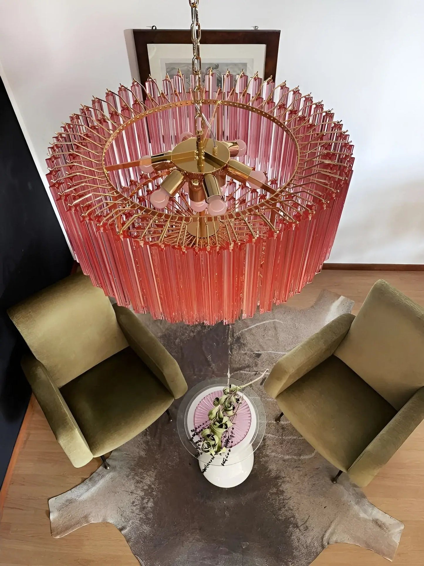 Prism Murano Pink Glass Chandelier - YIOSI