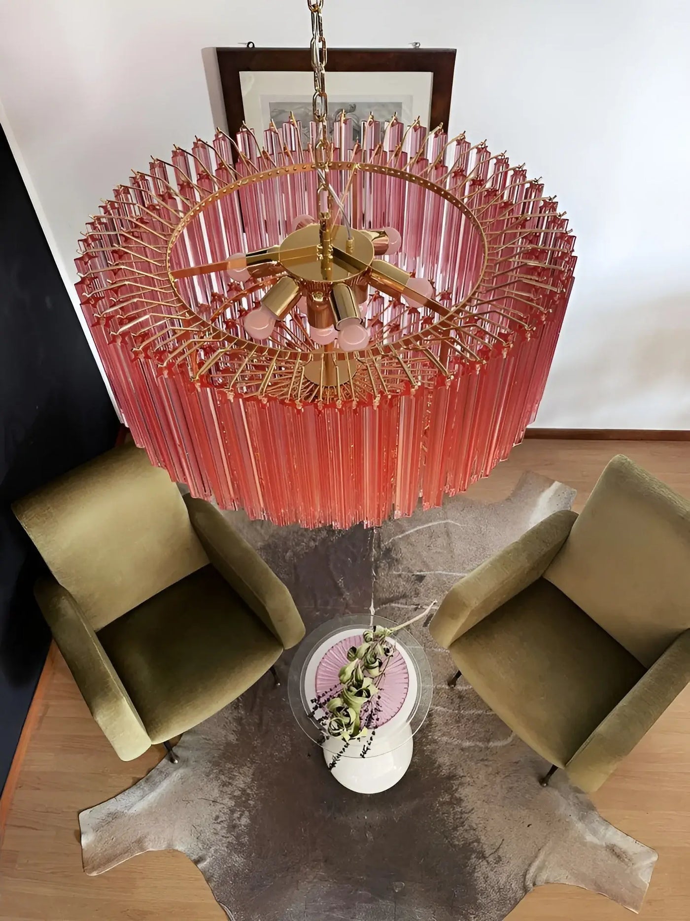 Prism Murano Pink Glass Chandelier - YIOSI