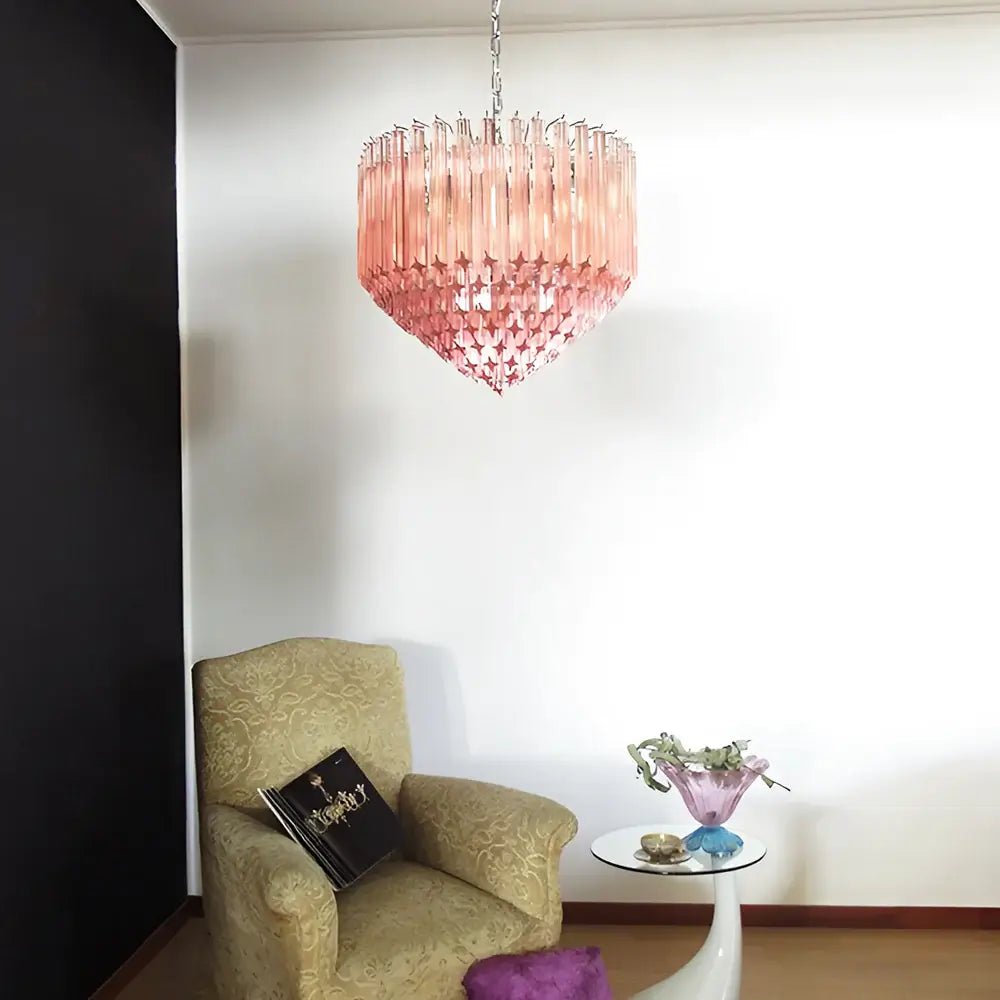 Prism Murano Pink Glass Chandelier - YIOSI
