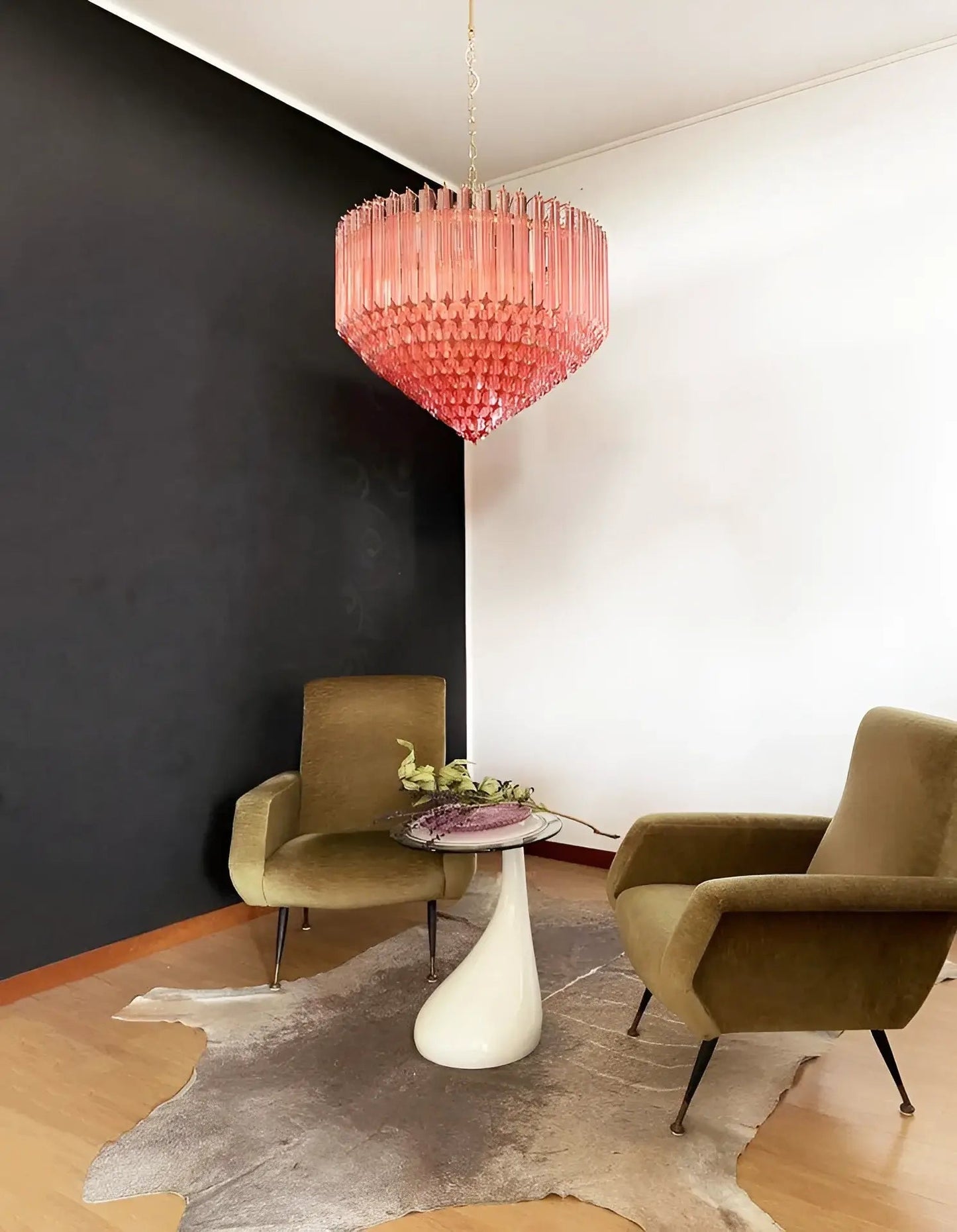 Prism Murano Pink Glass Chandelier - YIOSI